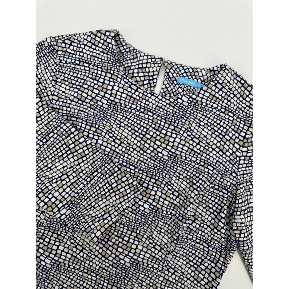 J McLaughlin Dress Womens Blue Beige Geometric Catalina Cloth Resort Preppy - Picture 1 of 11
